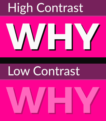 Comparison between high contrast and low contrast text